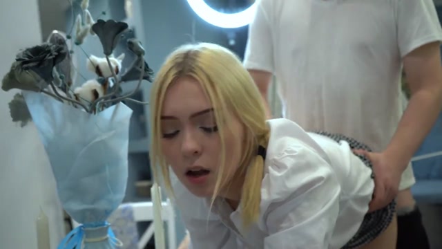 The HOT Blonde Schoolgirl did not Pass the Exam! I took her PUSSY!